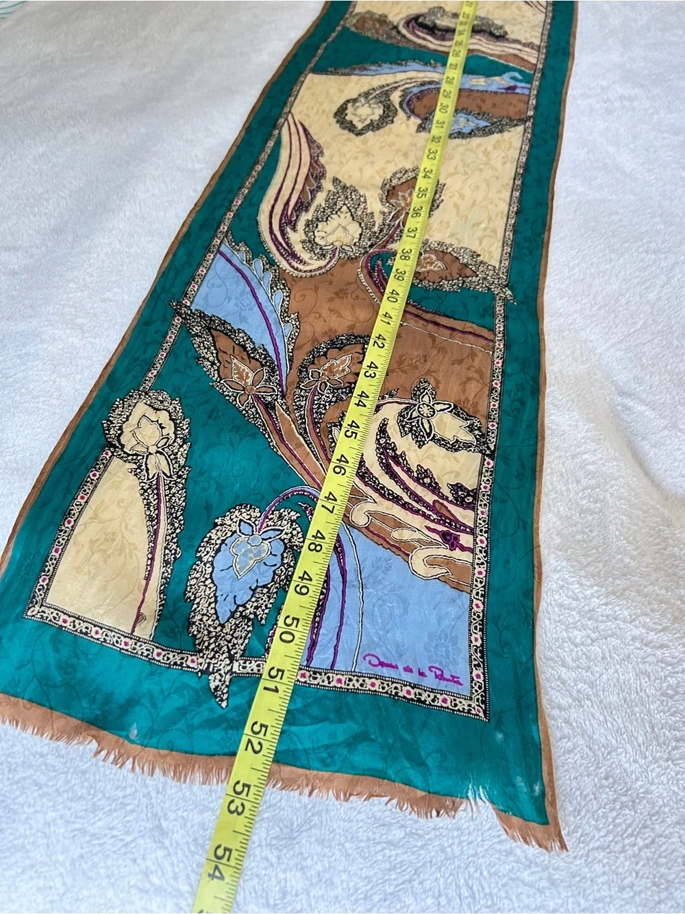Oscar De La Renta Vintage Silk Floral Paisley Scarf